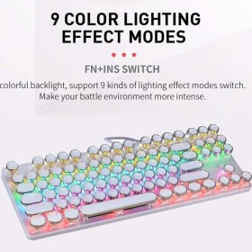 Resim CoverZone Leaven K550 Kablolu Klavye Daktilo Tarzı Su Geçirmez LED Rgb Gökkuşağı Renler Mekanik Oyuncu Işıklı Klavye Ergonomik Tasarım Rahat 150CM Kablo Uzunluğu Kullanım Bilgisayar Pc Için 