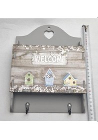 Resim Dekoratif Dikdörtgen Anahtar Askısı Anahtarlık Gri 