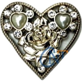 Resim Ayder Timya Taşlı Kalp Broş, Kutu, Sandık Süsü - Nikel, 10 Adet TG/Tmya1395 213515 