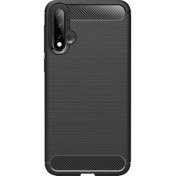 Resim Microcase Huawei Nova 5 Brushed Carbon Fiber Silikon Kılıf - Siyah 