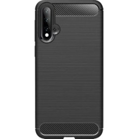 Resim Microcase Huawei Nova 5 Brushed Carbon Fiber Silikon Kılıf - Siyah 