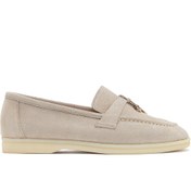 Resim Women's Beige Suede Leather Masculine Loafer Derimod