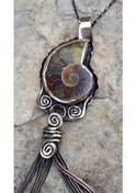 Resim Stoneage Jewellery Amonit Fosili Doğal Taş Tasarım Kadın Kolye Çok Renkli 