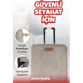 Resim Valiz Koruma Kılıfı Kadife Kılıf - Gri - Orta Boy Ergo Travel Gri 