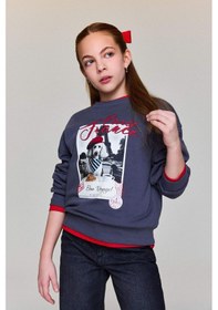 Resim Defacto Relax Fıt Bisiklet Yaka Baskılı Sweatshirt Kız Çocuk E6759a826spar58 Antrasit-ar58 