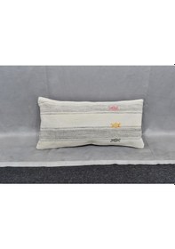 Resim Zehra Abla Halı Yeni El Dokuma Dekoratif Lumbar Kilim Kırlent Yastık Kılıfı 6619 Çok Renkli 
