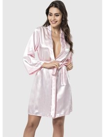 Resim Ahu Aria's Closet Pembe Kısa Saten Sabahlık Pembe 
