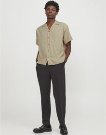 Resim Jack & Jones Erkek Rahat Kesim Kısa Kollu Gömlek - Caaron 12251027 Fields Of Rye Kahverengi 