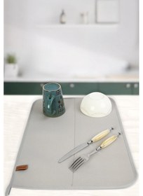 Resim Basic Bulasik Kurutma Mati Kurulama Bezi Kurutma Örtüsü Tezgah Üstü Gri 