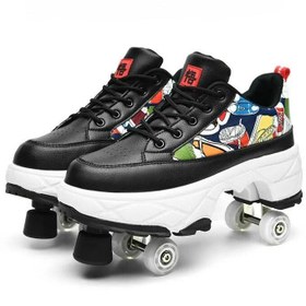 Resim Meanyou Vintage Tekerlekli Ayakkabı Fren Modüllü | Kaykay Ayakkabı | Paten Ayakkabı 