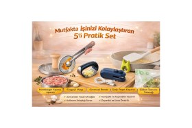 Resim Feyza Design Pratik ve Şık 5'li Mutfak Seti, Evinizin Vazgeçilmezi 