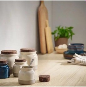 Resim Gladelıg Serisi İle Eşleşen Seramik Kavanoz 2 Adet Bej Renk 0.3 Lt Sırlı Yüzey-mantar Kapak 