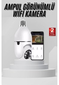 Resim Wifi Güvenlik Kamerası 360 Derece Dönebilen Harekete Duyarlı Gece Görüşlü Ampul 