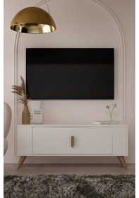 Resim 1373dd Retro-64 Tv Sehpası Beyaz-safirmeşe 