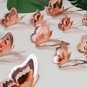 Resim 12 adet Klasik Stil 3D Çift Katlı Kelebek Duvar Stickerları, Metalik PVC Hayvan Baskıları, Yarı Mat Son, Düzensiz Şekil, Fantezi Temalı, Kendinden Yapışkan, Salon ve Yatak Odası Dekoru için Tek Kullanımlık, Seramik Yüzeyler 