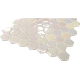 Resim MozaiKristaL Mutfak, Banyo, Havuz, Sauna, Spa ve Tüm Yüzeyler Için 38X5 mm Hegzagonal L. Beyaz Cam Mozaik ( 1 Kutu = 1 m2 Fiyatıdır ) 