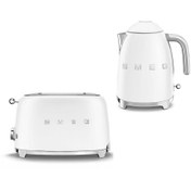 Resim 50'S Stlye Retro Mat Beyaz Kettle Ve 2x1 Ekmek Kızartma Makinesi TSF01-KLF03WHMEU 