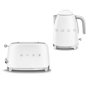 Resim 50'S Stlye Retro Mat Beyaz Kettle Ve 2x1 Ekmek Kızartma Makinesi TSF01-KLF03WHMEU 