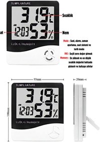 Resim h homerest Dijital Termometre Higrometre Hava Istasyon Oda Iç Dış Mekan Sıcaklık Nem Ölçer Lcd Saat Alarm 