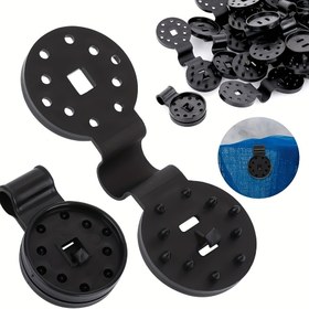 Resim 50/100 Paket PP Gölgelik Tutucu Klipsleri - Çok Amaçlı Siyah Seracılık Ağı Bağlayıcıları Güvenli Tarp Bağlantısı ve Açık Hava Kamp Ekipmanı İçin 