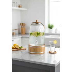Resim Bambum Melo - Bambu Kapak ve Ahşap Standlı Cam Sebil 6l 