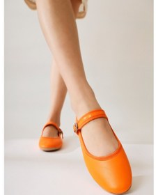 Resim Nili Turuncu Tek Bantlı Oval Burunlu Babet 001 