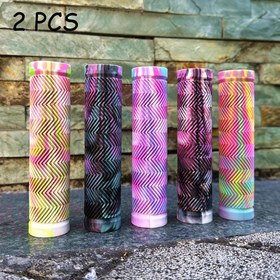 Resim 2 adet Kaymaz Kalınlaştırılmış Karışık Renkli Su Dalgası Bisiklet Kolu Tutucuları, Kauçuk Malzeme, 20-22mm Çap için Evrensel Uygunluk, Bisiklet, Dağ Bisikleti ve Yol Bisikleti için Uygun, Bisiklet Kolu Tutucuları 
