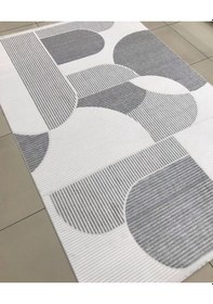 Resim Padişah Halı Polo Serisi 74775-097 Salon Oturma Odası Halısı Açık Gri - Beyaz 