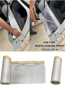 Resim BerSet Cam Filmi Montaj Poşeti Kapı Koruma Örtüsü Naylon 11x30m 