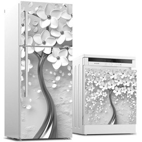 Resim Buzdolabı Ve Bulaşık Makinası Beyaz Eşya Sticker Kaplama 3D Gri A 