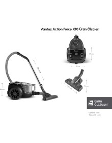 Resim Karaca Vantuz Action Force X10 2 Lt Toz Torbasız Hazneli Elektrikli Süpürge Black 899 W 