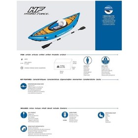 Resim Bestway Hydro-Force Cove Champion Tek Kişilik Şişme Kano Set 