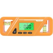 Resim Manyetik Tabanlı Dijital Açıölçer Eğim Ölçer, İnşaat ve Marangozluk için 360° Açılı Ölçüm Aracı, LCD Ekranlı, Pille Çalışan, Taşınabilir Tasarım, ABS Reçine Malzeme, Turuncu 