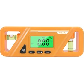 Resim Manyetik Tabanlı Dijital Açıölçer Eğim Ölçer, İnşaat ve Marangozluk için 360° Açılı Ölçüm Aracı, LCD Ekranlı, Pille Çalışan, Taşınabilir Tasarım, ABS Reçine Malzeme, Turuncu 