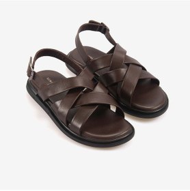Resim Kemal Tanca Erkek Kauçuk Tabanlı Deri Comfort Günlük Çapraz Bantlı Sandalet 555 Kahverengi 