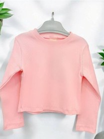 Resim Kız Çocuk Fitilli Crop Bluz-14353 Pembe 