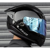 Resim LS2 Rapıd 2 Race Parlak Siyah Full Face Motosiklet Kaskı Mavi Camlı 