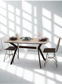 Resim Dikdörtgen Mermer Desenli Yemek Masası Gri Siyah 138x80x76 Cm Atlantik - Çam 