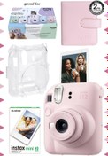 Resim Fujifilm Instax mini 12 Pembe Fotoğraf Makinesi-10'lu Film-Kare Albüm ve Şeffaf Kılıf Seti 