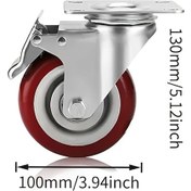 Resim Dashanshop 4 Inç Endüstriyel Döner Tekerlek 550 Kg Kapasiteli Çift Kilitli Sesiz Rulman 