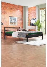 Resim Kappis-s Çift Kişilik Ferforje Metal -siyah Ahşap Latalı Karyola 