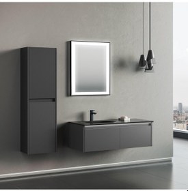 Resim Orka Lisbon 110 Cm Mdf Antrasit Banyo Dolabı Takımı Ve Boy Dolabı Antrasit 