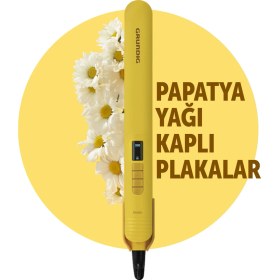 Resim Grundig HS 7033 Botanika Papatya Yağı Kaplı Plakalı İyonik Saç Düzleştirici 