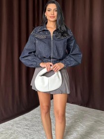 Resim Genel Markalar Mavi Taşlı Kısa Kot Ceket 