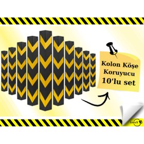 Resim LOREX Kolon Köşe Koruyucu - Otopark Köşe Koruyucu Kauçuk (10adet) 