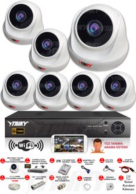 Resim TAIKY 7 Kameralı 5mp Lensli Fullhd 1080p Yüz Tanıma Wıfı Güvenlik Kamera Sistemi W-f926-2tb 