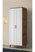 Resim GuneyStore Ücretsiz Montaj Komple Mdf Sport 2 Kapaklı Atlantik Çam/beyaz Gardırop Elbise Dolabı 