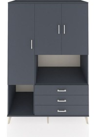 Resim Kronos Dolap 6 Raflı 3 Çekmeceli 3 Kapaklı 132x59x195 Antrasit-antrasit/antrasit Antrasıt/antrasıt 