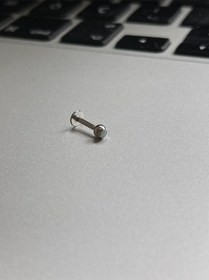 Resim 316 Cerrahi Çelik Tragus Helix Kıkırdak Conch Minimal Opal Taşllı Piercing Gümüş 
