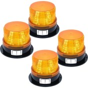Resim 4 x Amber LED Beacon Strobe Acil Durum Yanıp Sönen Hafif Uyarı Lamba Kamyonu 12V 24V (Yurt Dışından) 